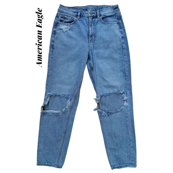 American Eagle SZ 6 Factory Distressed High Waisted Mom Jeans - Picture 2 of 11